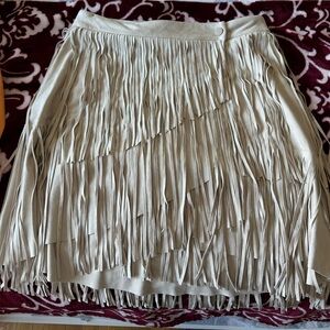 Cream Asymmetrical Ruffled Mini Skirt for Night Out
